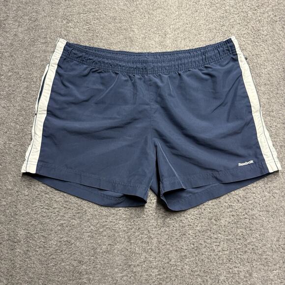 Vintage 90s Reebok Shorts Mens Large Navy Blue 4" Inseam Soccer Running Dad - Picture 1 of 7